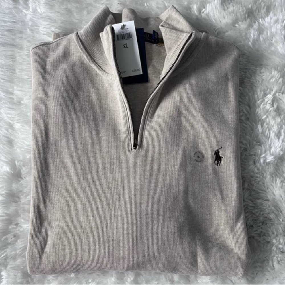 Polo Ralph Lauren Men’s Quarter Zip Light Tan Pull Over